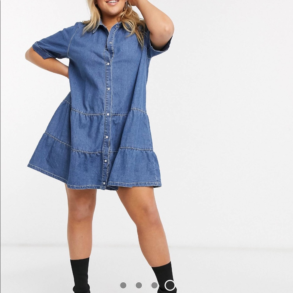 Missguided ASOS Plus Tiered Denim Dress Dress